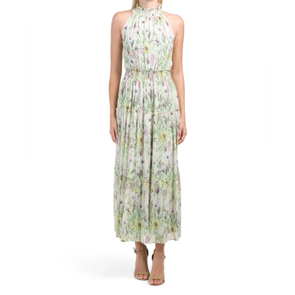 NWT Taylor Green Purple Floral Maxi Dress Wedding Guest Garden Size 8